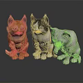 Cute Kittens in Different Colors Sitting Together on Dark Reflective Surface 3d model