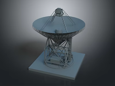 Large Satellite Dish Antenna With Metal Support Frame And Base Structure 3d model