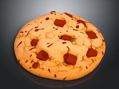 Golden Chocolate Chip Cookie With Large Chocolate Chunks And Cracked Surface 3d model