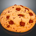 Golden Chocolate Chip Cookie With Large Chocolate Chunks And Cracked Surface