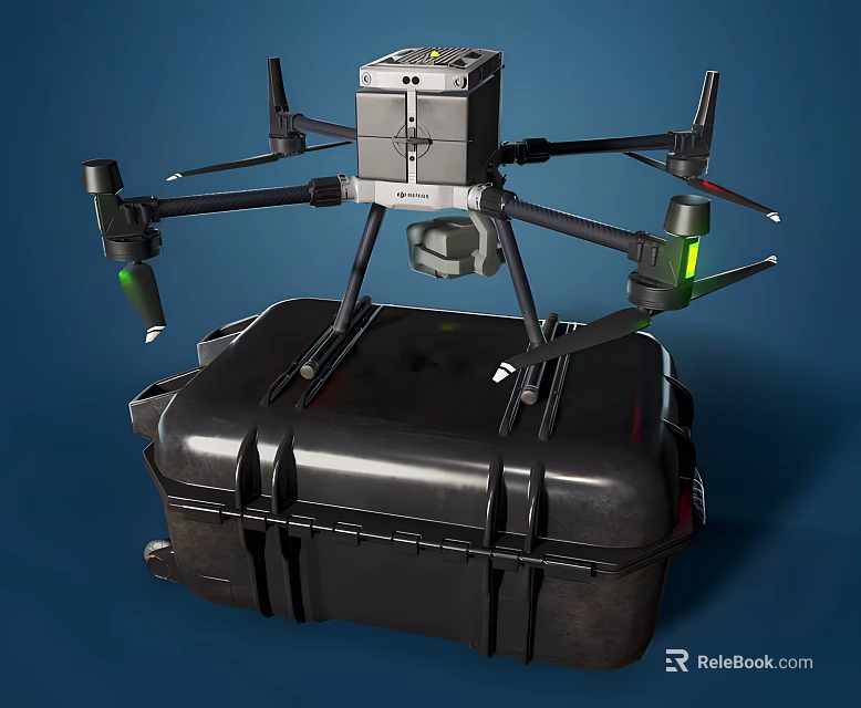 Advanced Smart Drone With Transport Case Propellers And Camera Gear 3d model 