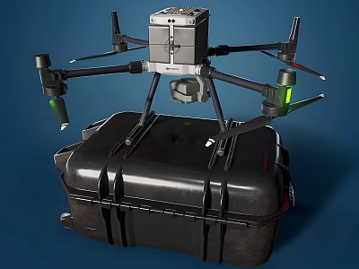 Advanced Smart Drone With Transport Case Propellers And Camera Gear 3d model