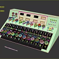 Modern Green Black Audio Mixer With Multiple Knobs Buttons And Display Panels