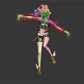Red Haired Fantasy Character Leaping With Mythical Creature And Winged Accessories