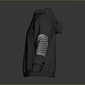 Hooded Dark Gray Hoodie With Front AWMC THE CHAMPION Print And Striped Sleeves Casual Style
