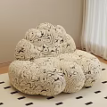 Cloud Shaped Single Sofa With Black And White Abstract Pattern In Living Room
