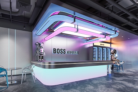 Front Desk Billiards Hall Front Desk Internet Cafe Front Desk Alien Ceiling Gradient Film Cyberpunk 3d model