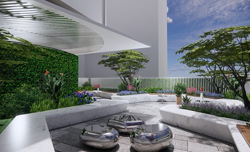 Courtyard Garden Roof Garden Office Rest Area Special-shaped Tables and Chairs 3d model