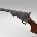Vintage Revolver With Long Barrel Wooden Grip And Classic Metal Frame Design