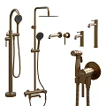 Black Modern Shower System With Handheld Overhead Shower Faucet And Control Components 3d model
