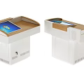 White Self Service Kiosks With Wooden Top And Touch Screen