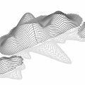 Abstract Mountain Shape Garden Ornament With Black And White Undulating Wave Lines And Overlapping Structure