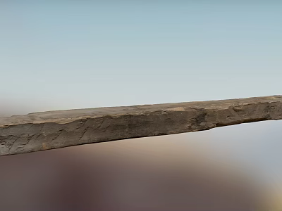 Stone Wood Hanging Long Strip With Blurred Sky And Ground 3d model