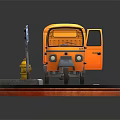 Yellow Tuk tuk Model Display With Parking Sign On Roadside Platform