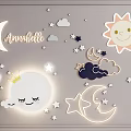 Annabelle Themed Wall Decor With Smiling Moon Sun Stars And Clouds