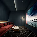 Video room wall lamp sofa tea table 3d model
