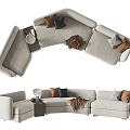 Light Gray Sectional Sofa With Decorative Cushions Side Table And Knitted Throw 3d model