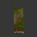 Antique Wooden Cabinet With Carved Design And Green Vine Decoration For Home Storage
