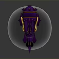 Sleek Sci Fi Vehicle Model In Purple And Orange With Metallic Circular Base