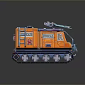 Detailed Orange Military Tank Model with Heavy Duty Tracks and Top Equipment