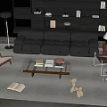 Italian Multiplayer Leather Sofa Combination 3d model