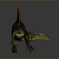 Detailed Spinosaurus Dinosaur 3D Model With Red Orange Sail Green Body