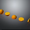 Fresh Oranges Display With Whole Halved Sliced And Small Pieces On Dark Background