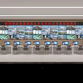 Modern Monitoring Room With Video Wall Multiple Monitors Control Console And Ergonomic Chairs