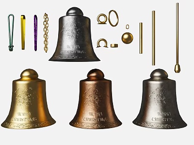 Decorative Ornament Set with Golden Bronze Silver Bells Chains and Rings for Home Decoration 3d model