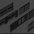 Various Modern Entrance Gates With Stylish Grille And Panel Design Features 3d model