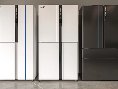 Modern Refrigerators And Freezers With Sleek Design In White And Black For Home Kitchen 3d model
