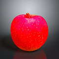 Fresh Shiny Red Apple With White Spots On Dark Reflective Surface