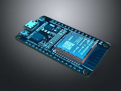 Computer Circuit Board With Integrated Circuit Chip USB Connectors And Electronic Components 3d model