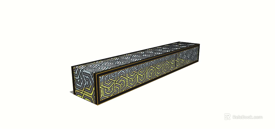 Long Decorative Architectural Component With Geometric Patterns In Black Yellow White 3d model 