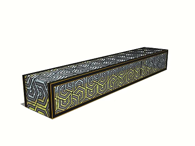 Long Decorative Architectural Component With Geometric Patterns In Black Yellow White 3d model