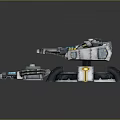 Turret Turntable Railgun Sci-fi Tower Defense Game Tower Defense Sci-fi Turret Game Turret Game Battery 3d model