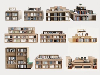 Library bookcase combination 3d model