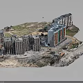 Under Construction Residential High Rise Buildings With Construction Site And Cranes