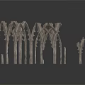 Gothic Architectural Elements 3D Model With Pointed Arches And Columns 3d model