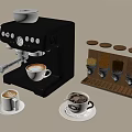 Modern Café Interior With Black Coffee Machine Coffee Cups And Glass Rack Setup