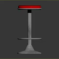 Modern Bar Stool With Red Cushioned Seat And Metal Frame Footrest