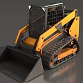 Yellow Tracked Skid Steer Loader With Front Bucket And Safety Cab Design