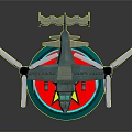 Aerospace Vehicle Model With Propellers On Blue Red Base And Yellow Star