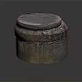 Vintage Textured Stone Garden Ornament With Round Top For Outdoor Decor