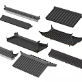 Traditional Architectural Roof Components With Various Eave And Tile Styles