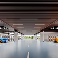Modern Car Showroom Interior With Striped Ceiling Sleek Floor Lines And Luxury Vehicle