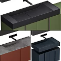 Modern Bathroom Vanity With Green Cabinets Black Countertop And Large Mirror