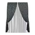 Elegant Dark Patterned Curtains With Light Sheer Underlayers And Pleated Design 3d model