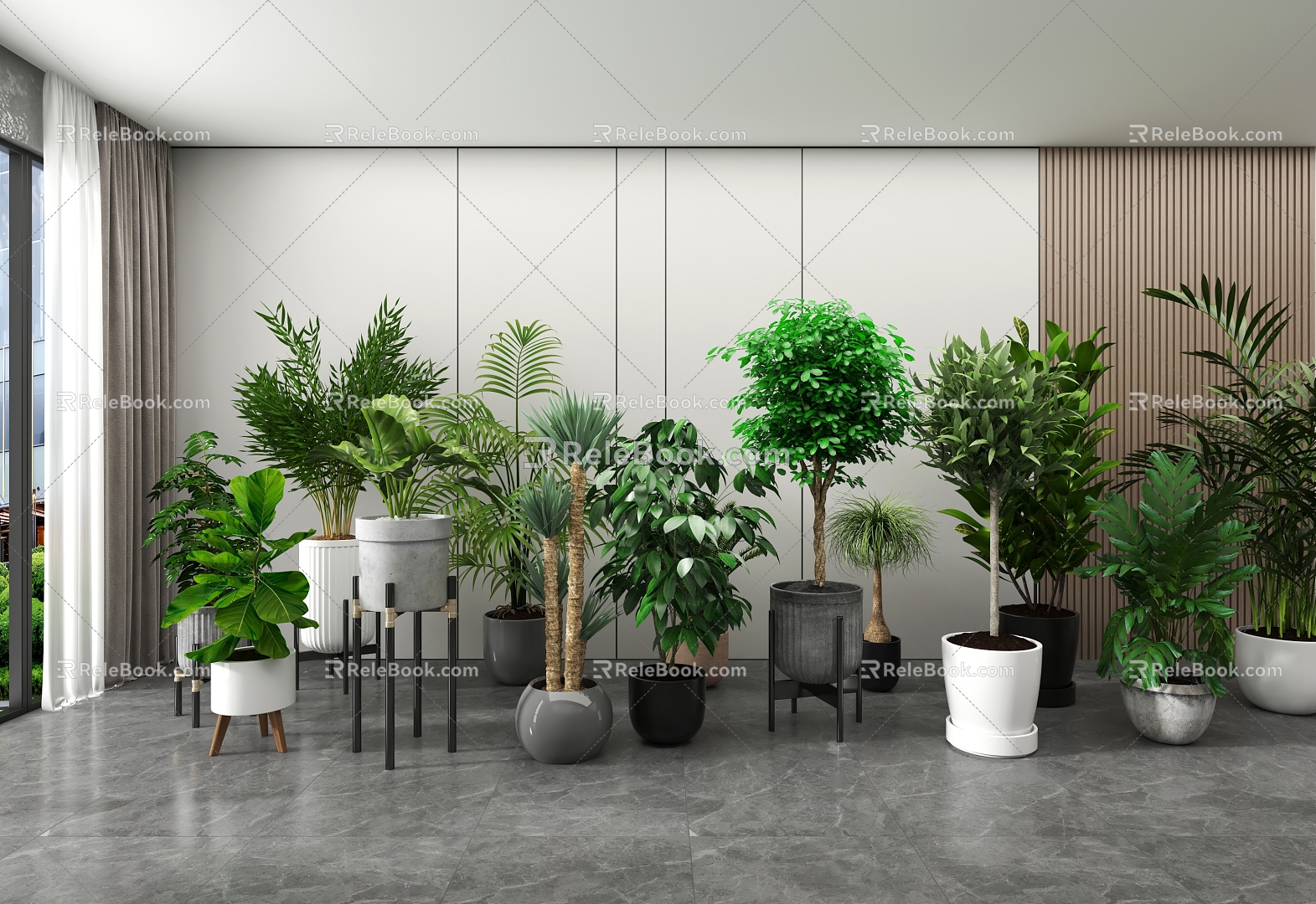 potted plants flowers green plants model