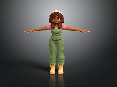 Cartoon Style Cute Girl Child Character Cartoon Character Teen Child Image 3d model